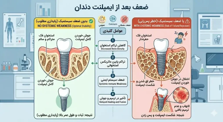 چلوگیرری از ضعف ایمپلنت دندان.